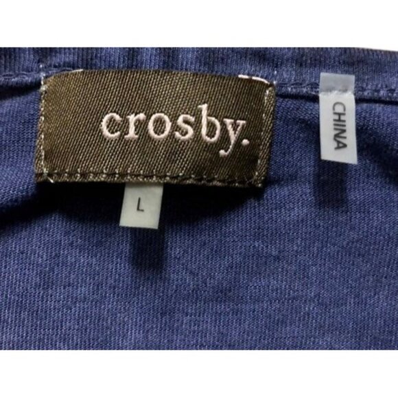 Crosby Blue Layered Hem Blouse Top Womens L NEW Rayon Short Sleeve Casual - Picture 8 of 8